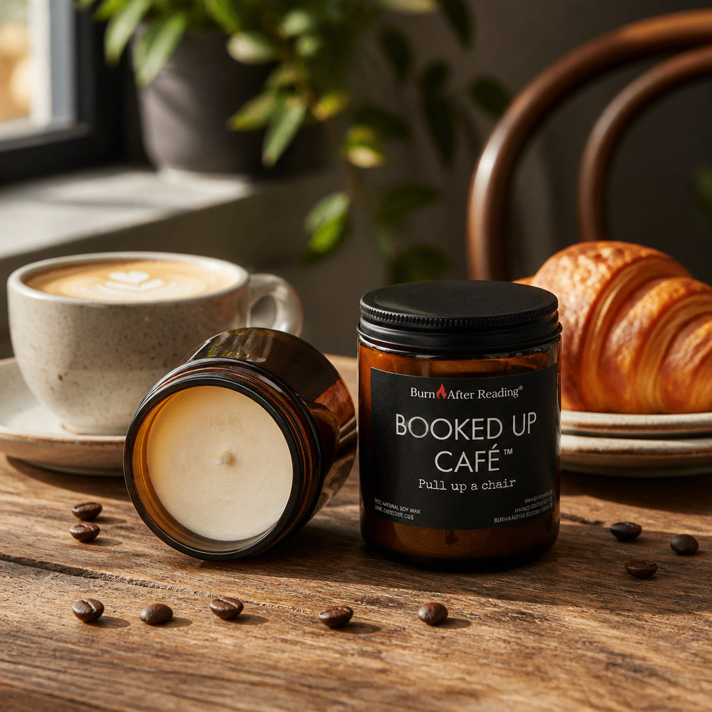 BOOKED UP CAFÉ™ by Burn After Reading® Amber Jar Scented Candle