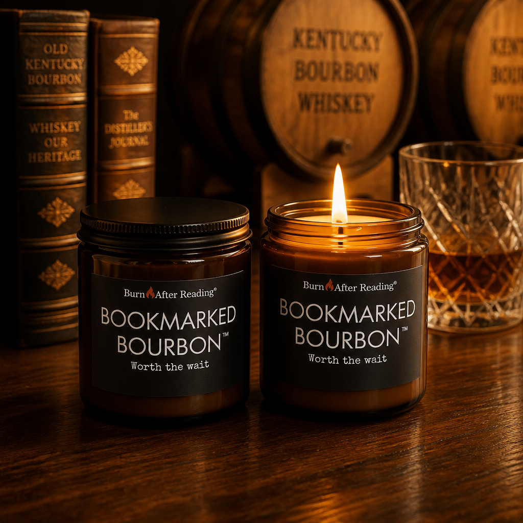 BOOKMARKED BOURBON™ by Burn After Reading® Amber Jar Scented Candle