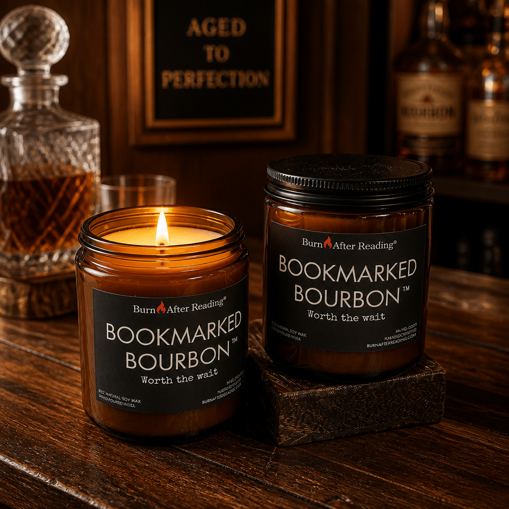 BOOKMARKED BOURBON™ by Burn After Reading® Amber Jar Scented Candle