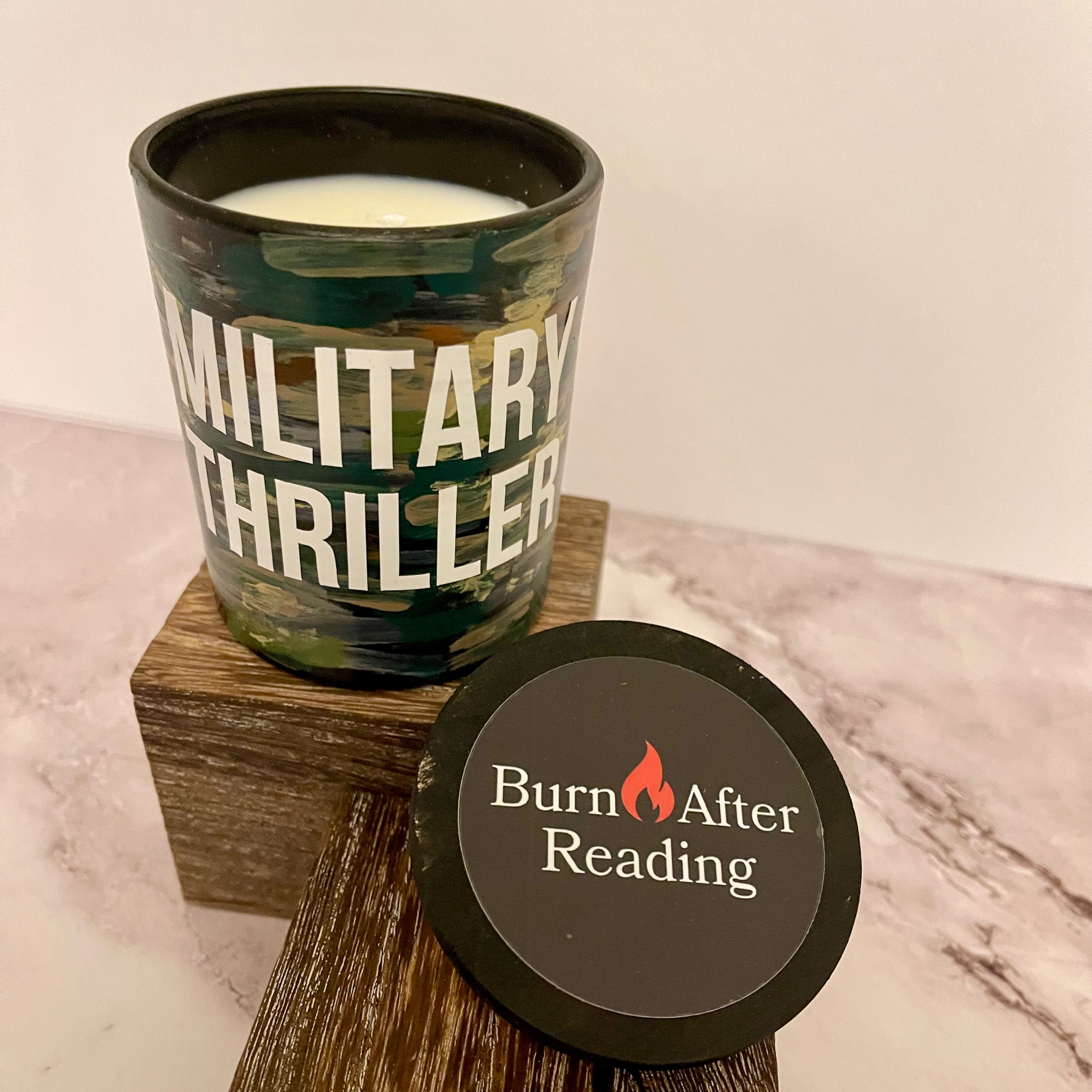 MILITARY THRILLER by Burn After Reading® Handcrafted Soy Wax Scented Candle
