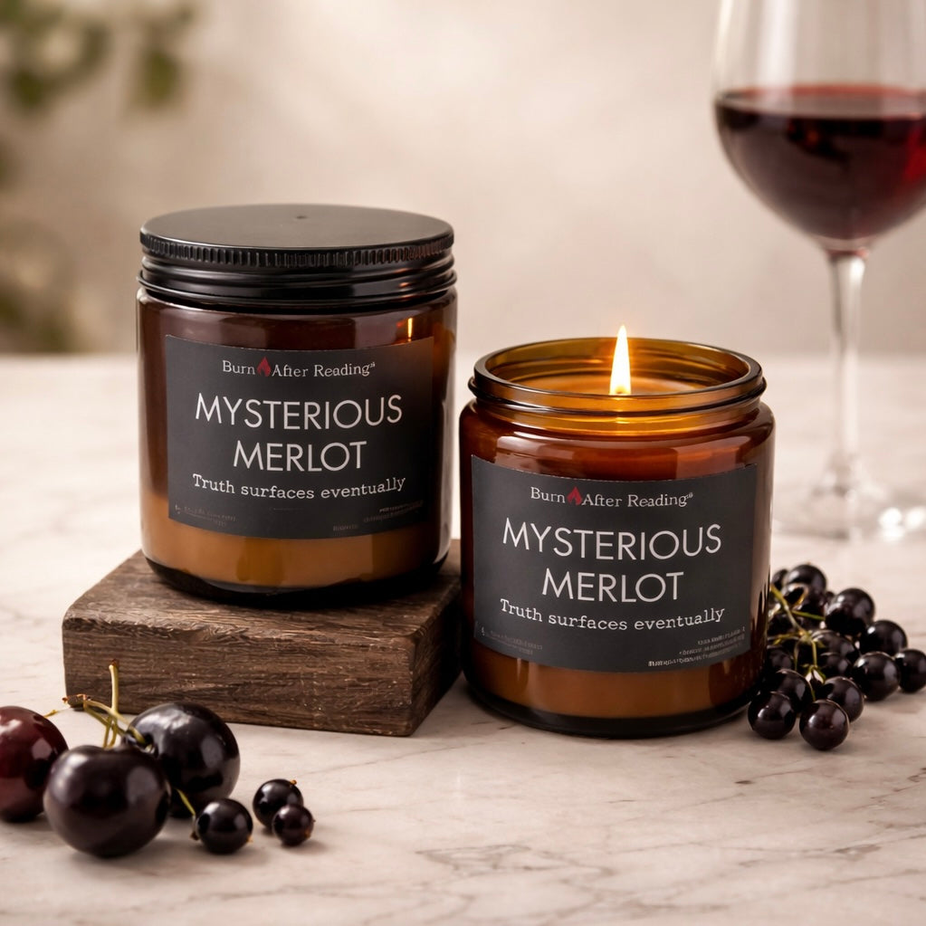 MYSTERIOUS MERLOT™ by Burn After Reading® Amber Jar Scented Candle