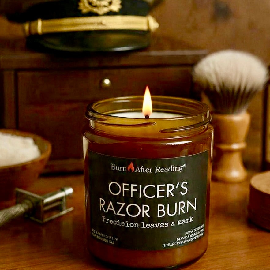 OFFICER'S RAZOR BURN™ by Burn After Reading® Amber Jar Scented Candle