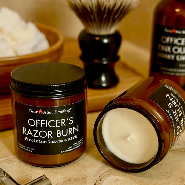 OFFICER'S RAZOR BURN™ by Burn After Reading® Amber Jar Scented Candle