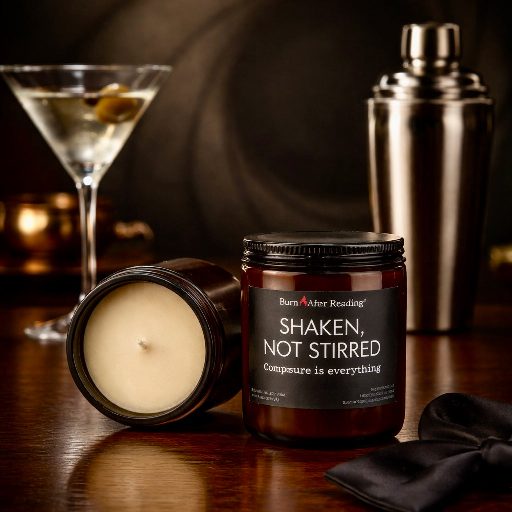 SHAKEN, NOT STIRRED™ by Burn After Reading® Amber Jar Scented Candle